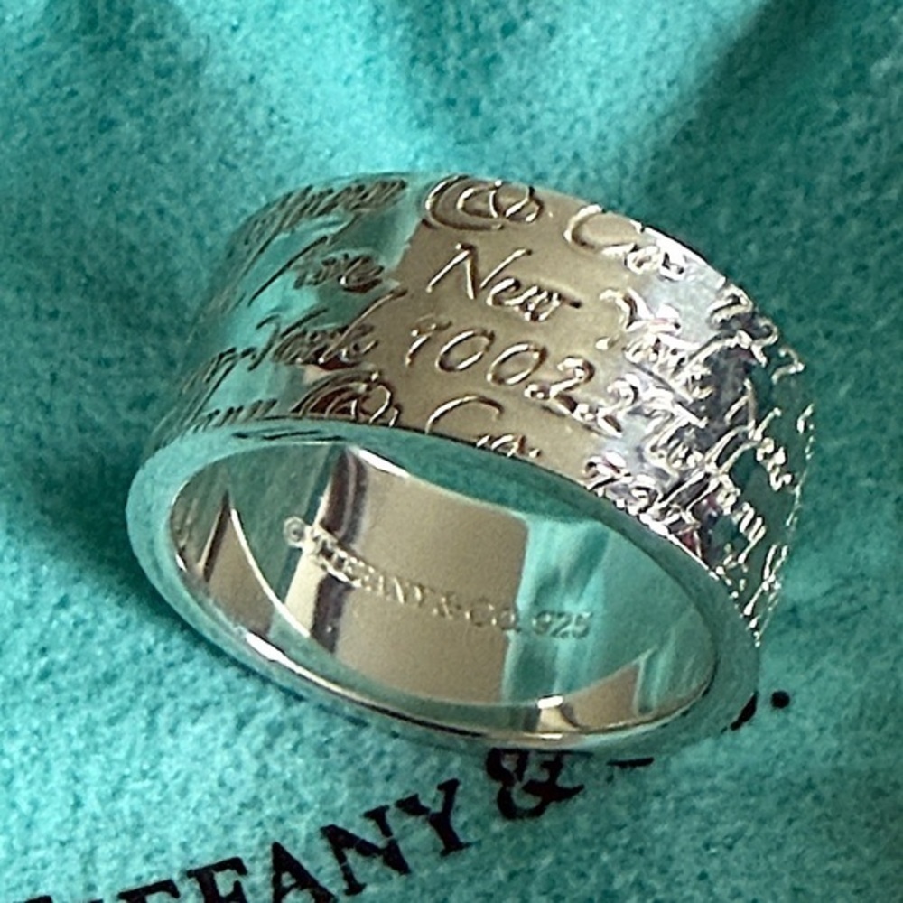 FINAL PRICE Size 8 1/2 Tiffany & Co. Notes Wide Band Ring